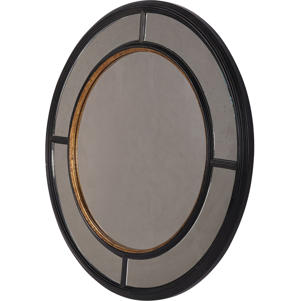 Libra Adelaide Antique Black Frame Round Mirror