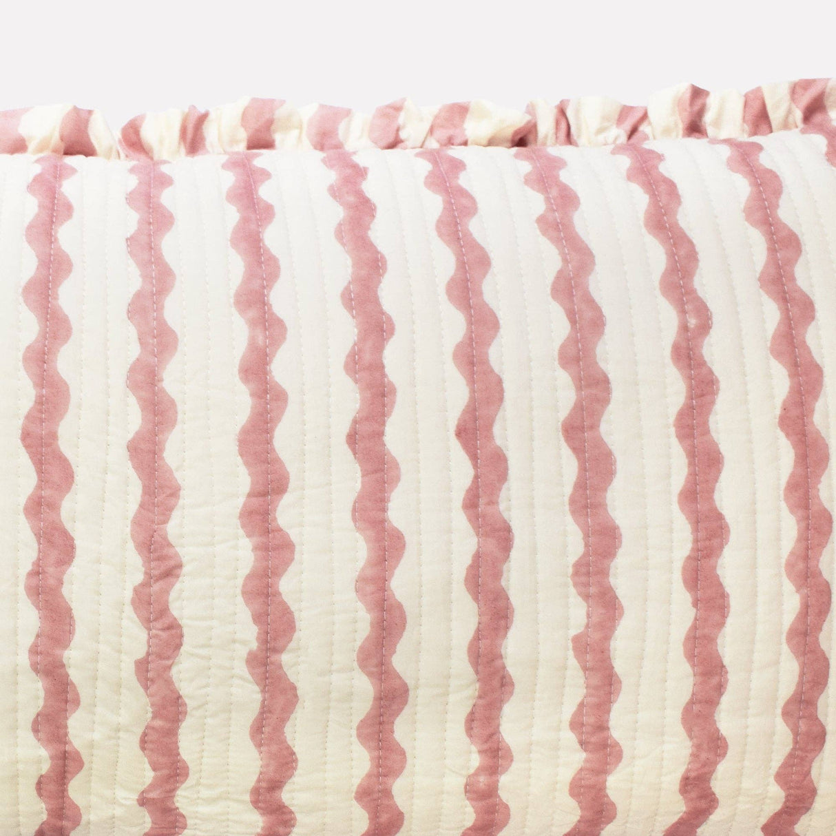 Cotton Quilted Frill Cushion | Ripple | Ice Cream | Bolster