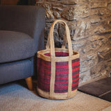 Pink And Black Jute Basket In Two Sizes