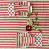 WOVEN POPPY STRIPE set of 4 cotton napkins