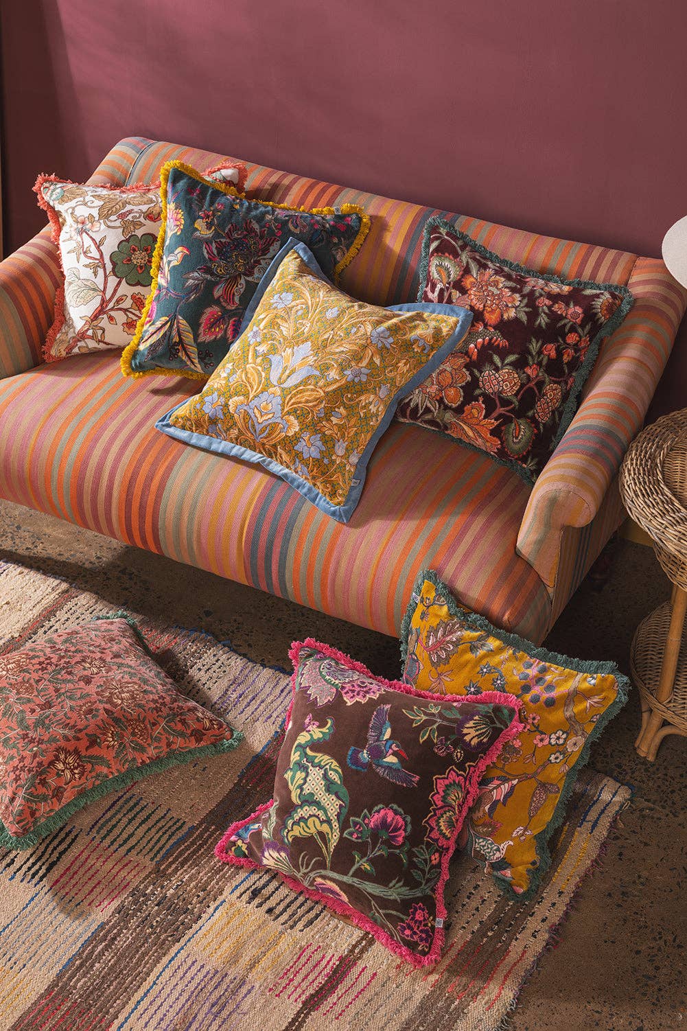 Lichen Floral Velvet Cushion Cover