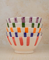 Hand Painted Moroccan Striped Serving Bowl - Handmade Bowl