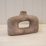 Brown Textured Wide Sculptured Vase