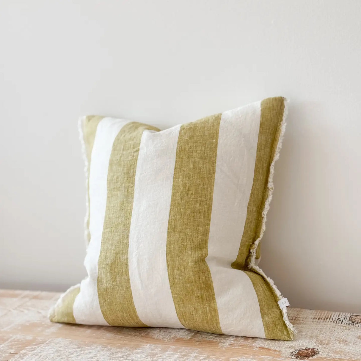 Esmee Light Olive Wide Stripe Cushion Cover, 45cm