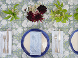 IN BLOOM BLUE hand block printed tablecloth - 2 sizes