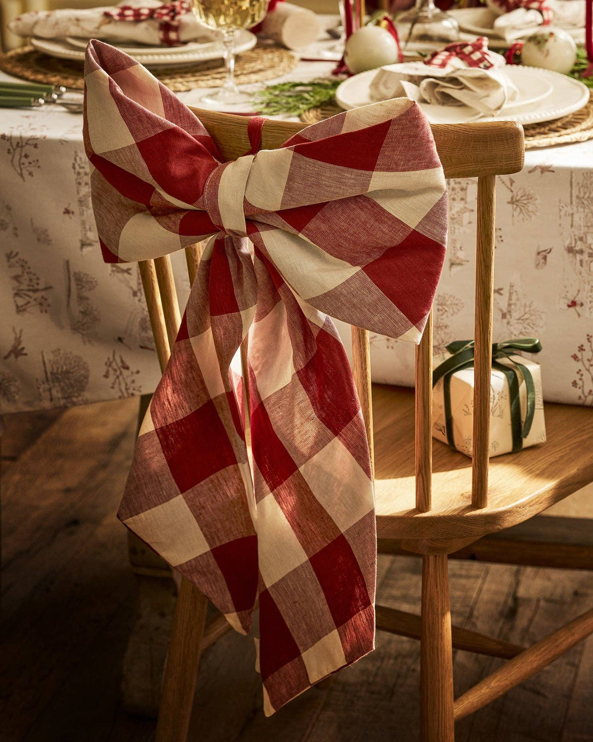 Rustic Red Gingham Linen Bow