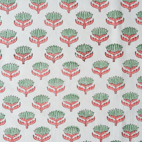 LOTUS FLOWER SAGE & PINK set of 6 cotton napkins