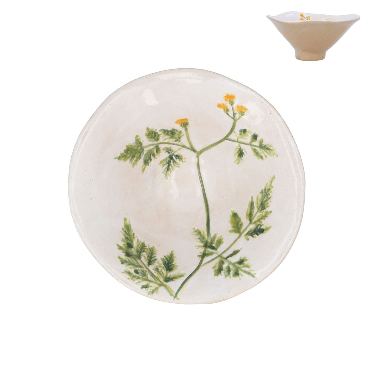 Stoneware Snack Bowl - Meadow/Yellow Flower