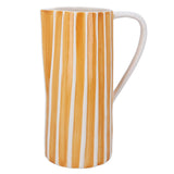 Earthenware Jug, Lge - Amber w White Rib