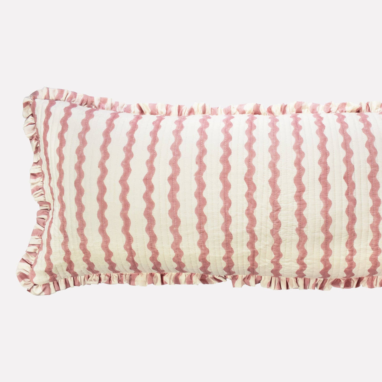 Cotton Quilted Frill Cushion | Ripple | Ice Cream | Bolster