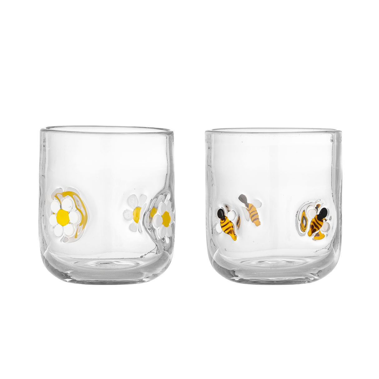 Buzz and Daisy Drinking Glass, Clear, Glass S/2