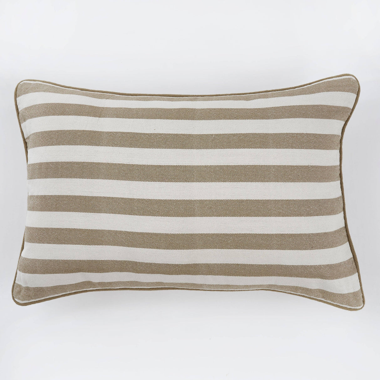 Whitsands Stripe Manzanilla Cushion - Weaver Green