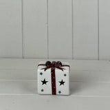 White Ceramic Present With Red Bow Decoration With Led