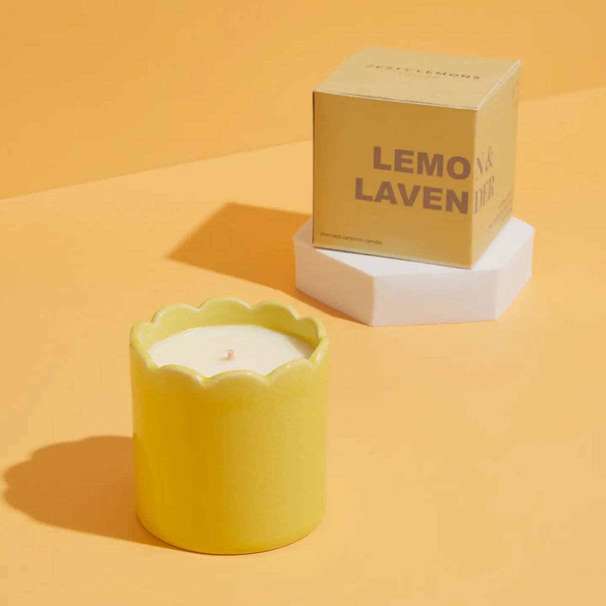 Kiln Scalloped Yellow Candle - Lemon & Lavender