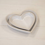 Ceramic Heart Shaped Plate with Bobble Rim