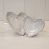 Ceramic Heart Shaped Plate with Bobble Rim