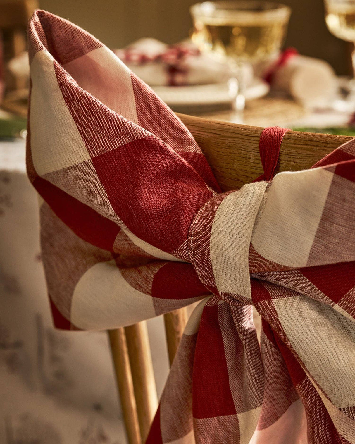Rustic Red Gingham Linen Bow