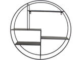 Cohan circular black metal wall shelf