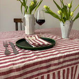 WOVEN CLAY STRIPE TABLECLOTH – 100% Cotton | 150 x 280 cm