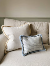 The Harriet Cream Neutral Herringbone Fringed Cushion