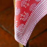 FAN CORAL hand block printed tablecloth - 2 sizes