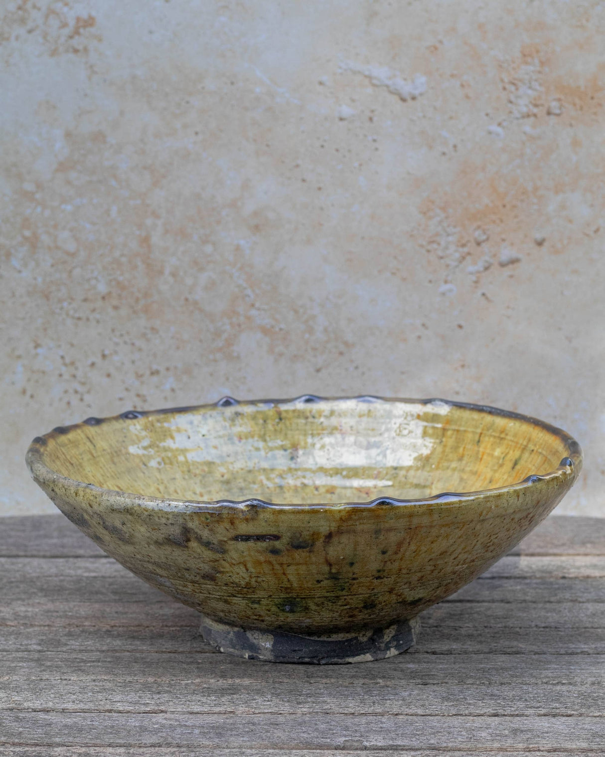 Handmade Moroccan Tamegroute Ochre Ceramic Serving Bowl