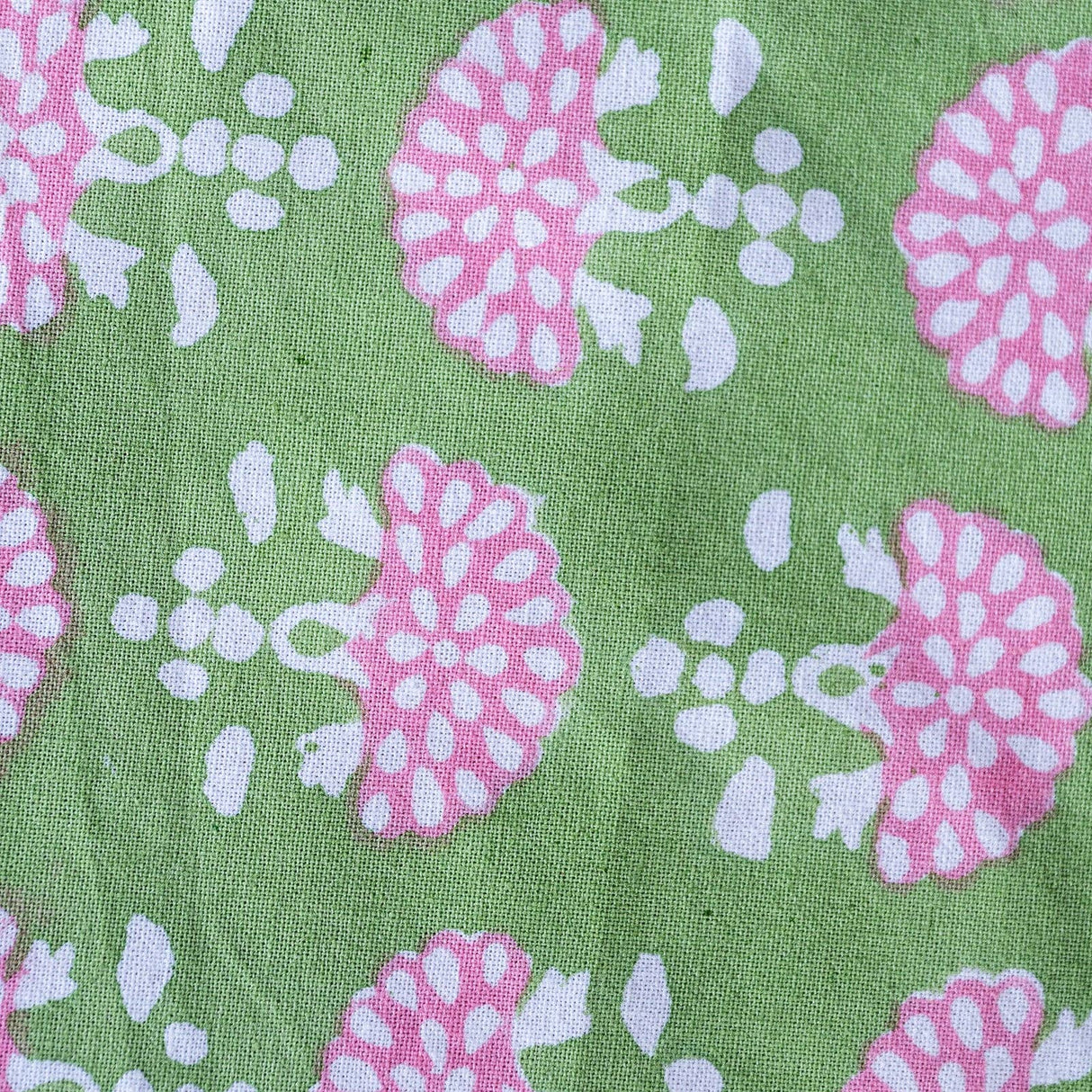 FAN YEABRIDGE GREEN hand block printed tablecloth - 2 sizes