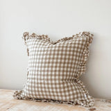 Hallie Light Brown Gingham Cushion Cover, 45cm