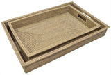 RATTAN RECTANGLE TRAYS - NUDE WASH- 2 SIZES