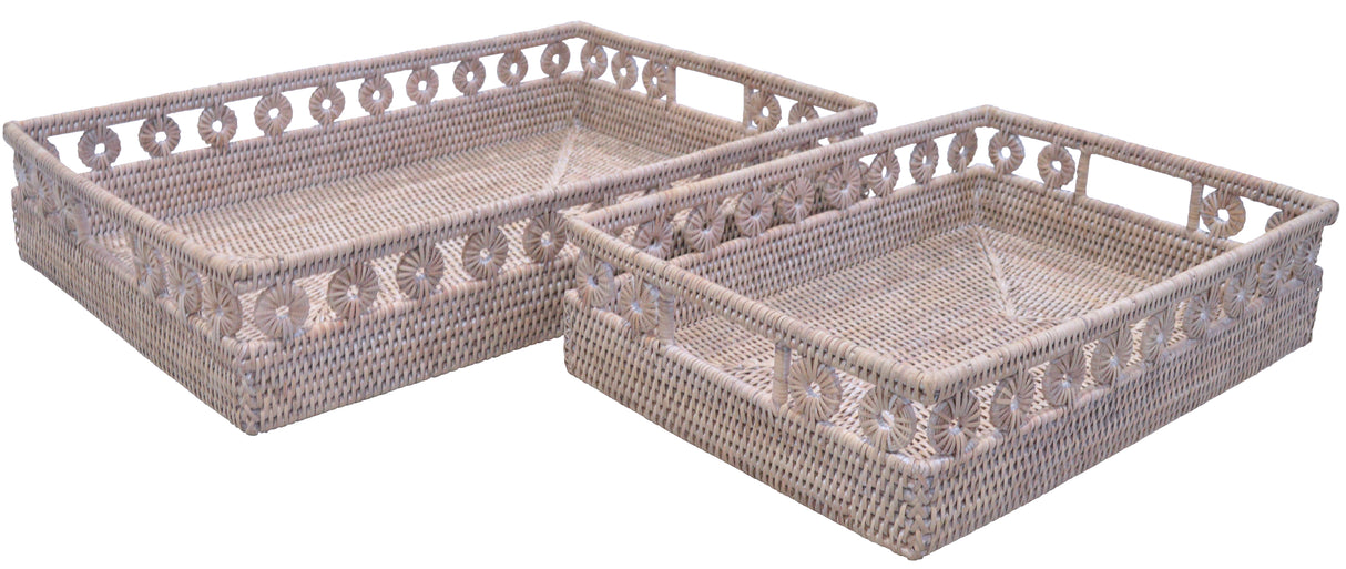 RATTAN RECTANGLE TRAYS - 2 sizes