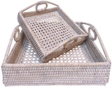 Rattan, Set of 2 salt and pepper trays