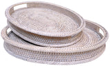 RATTAN DECORATIVE OVAL TRAYS DOUBLE RIM- 2 SIZES