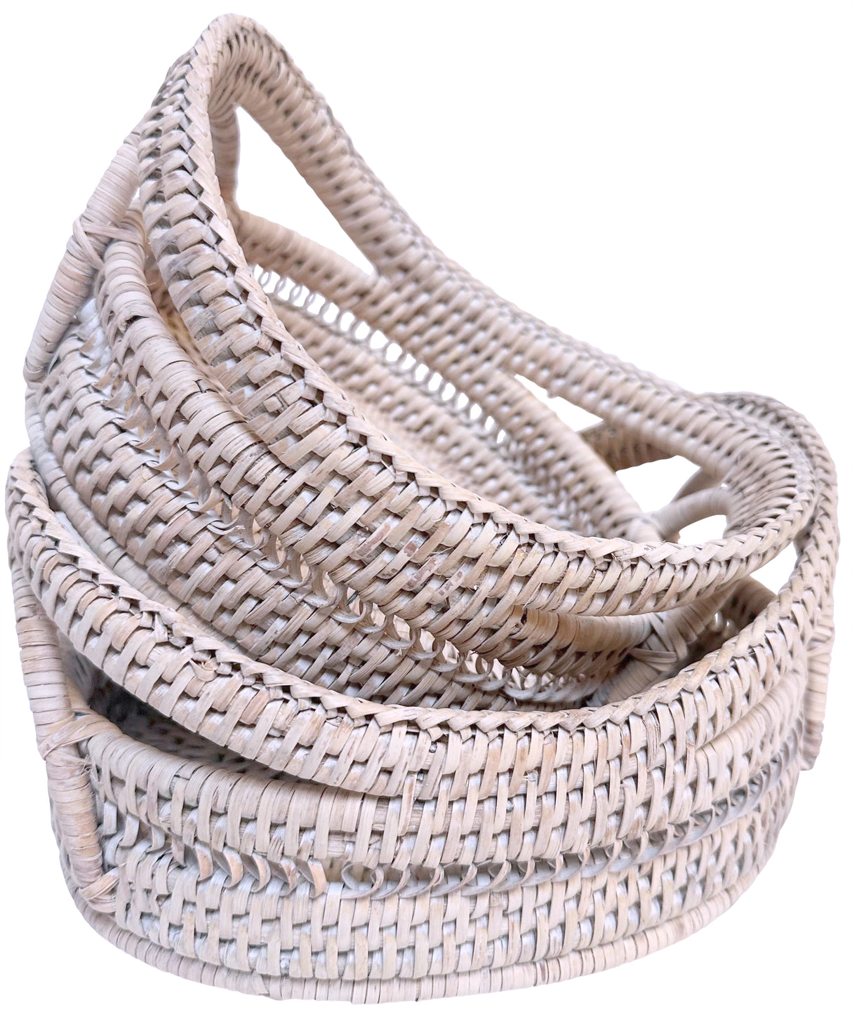 RATTAN, SET OF 2 DECORATIVE OVAL BASKETS