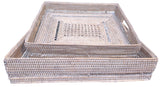 RATTAN, DECORATIVE RECTANGLE TRAYS - 2 SIZES
