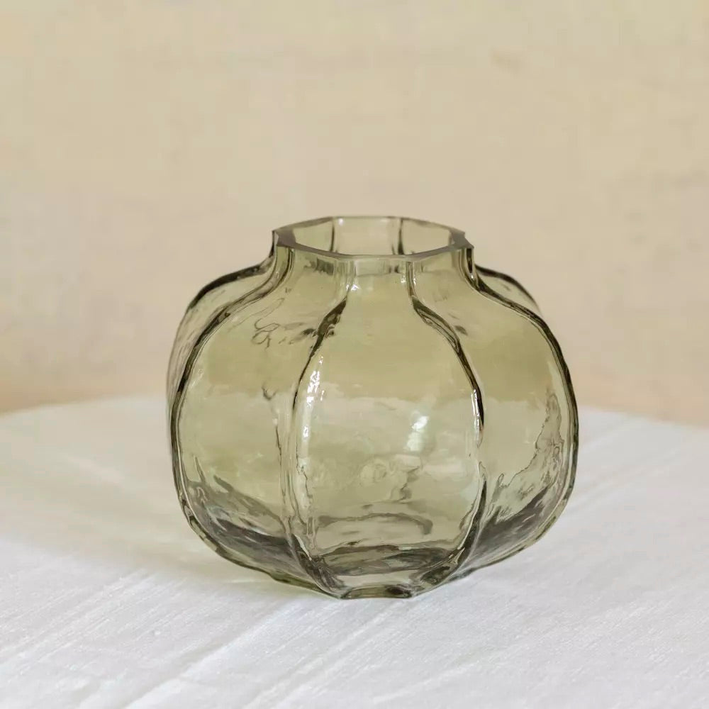 Hammered Glass Vase Green Small