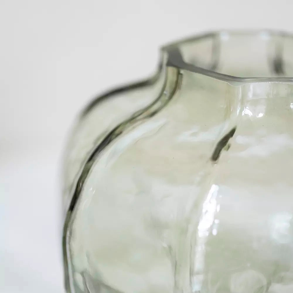 Hammered Glass Vase Green Small