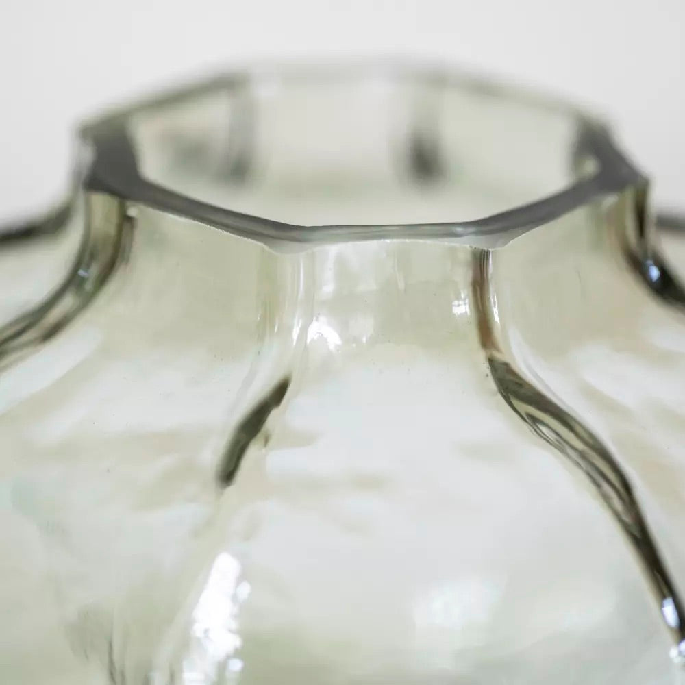 Hammered Glass Vase Green Small