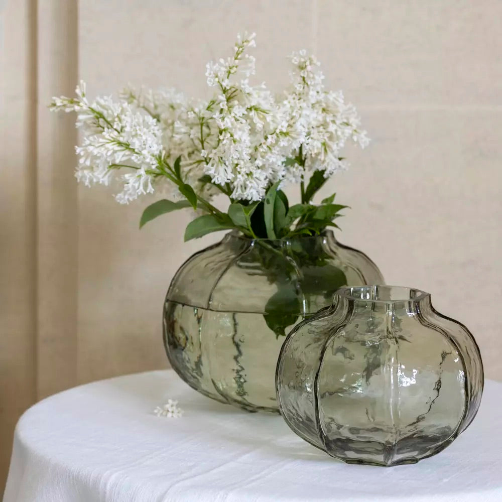 Hammered Glass Vase Green Small