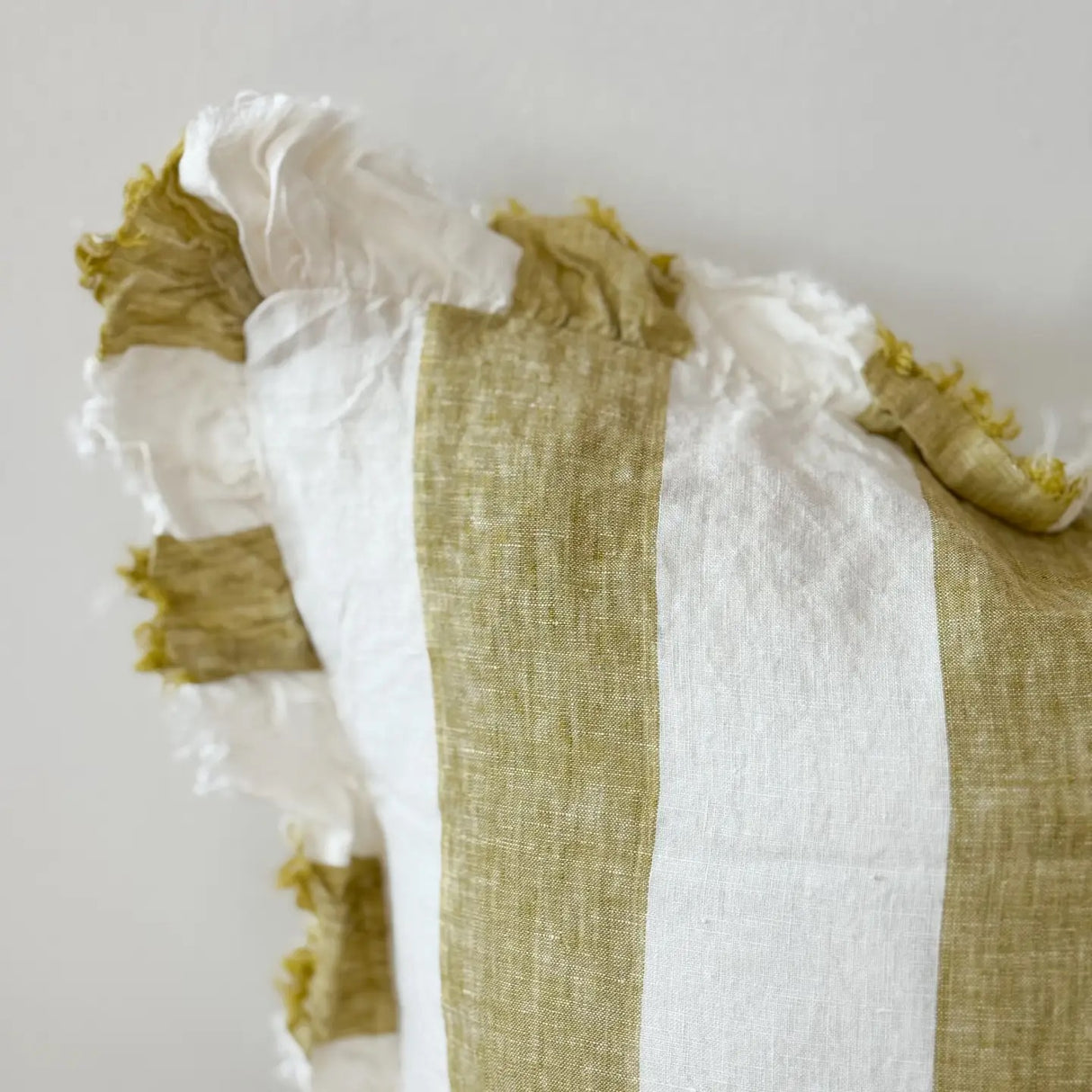 Hallie Light Olive Wide Stripe Cushion Cover, 45cm