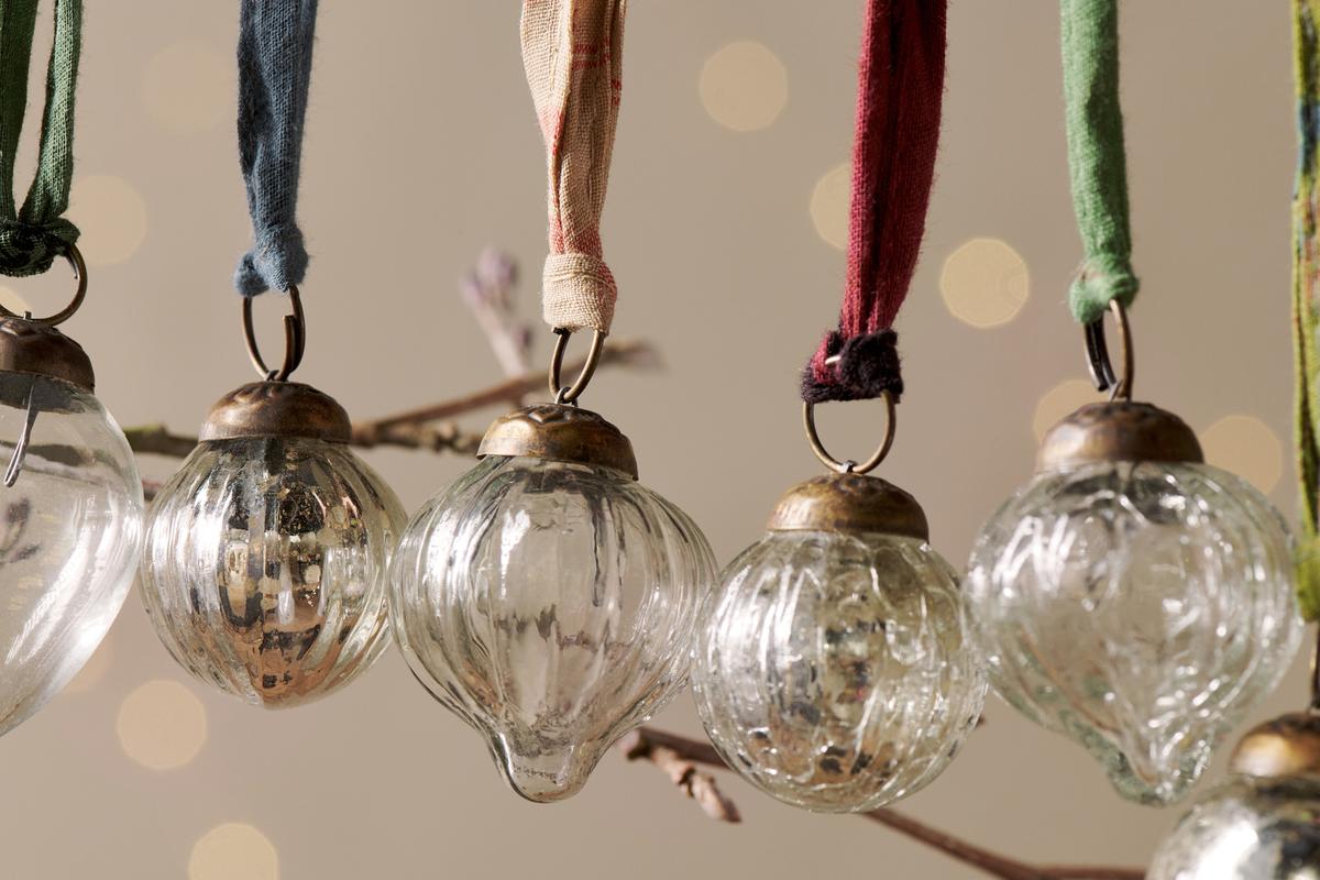 NKUKU - Dew Drop Baubles - Silver & Clear - (Set of 12)