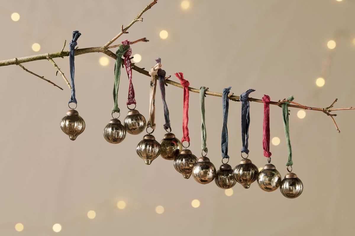 NKUKU - Dew Drop Baubles - Antique Gold - (Set of 12)