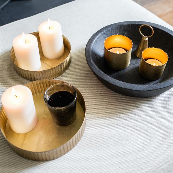 Metal Reeded Tray Set of 2