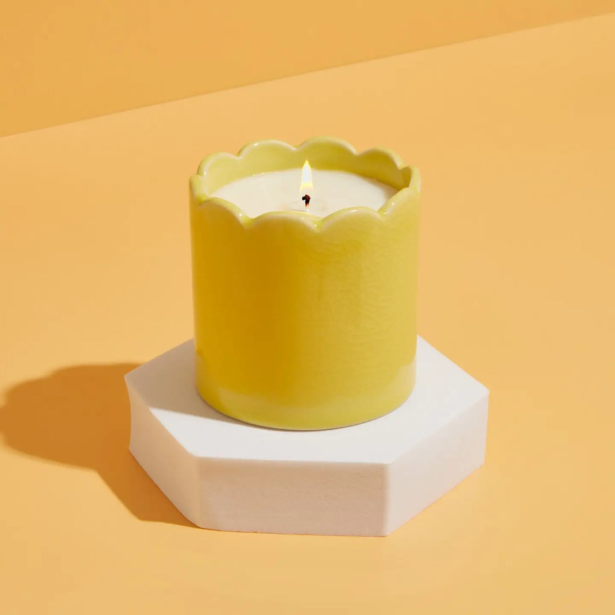 Kiln Scalloped Yellow Candle - Lemon & Lavender