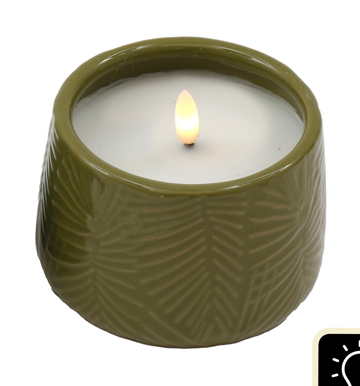 Sepia Palm Led Palm Embossed Candle