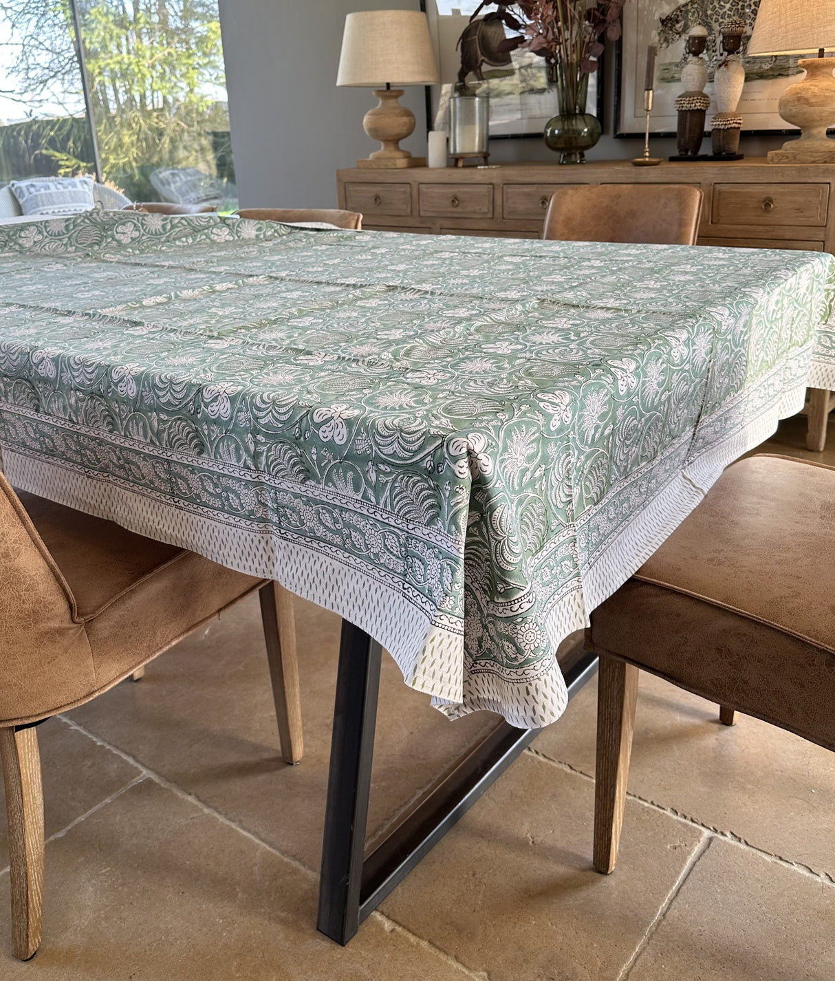 UDYAN Cotton Hand Block Printed Tablecloth