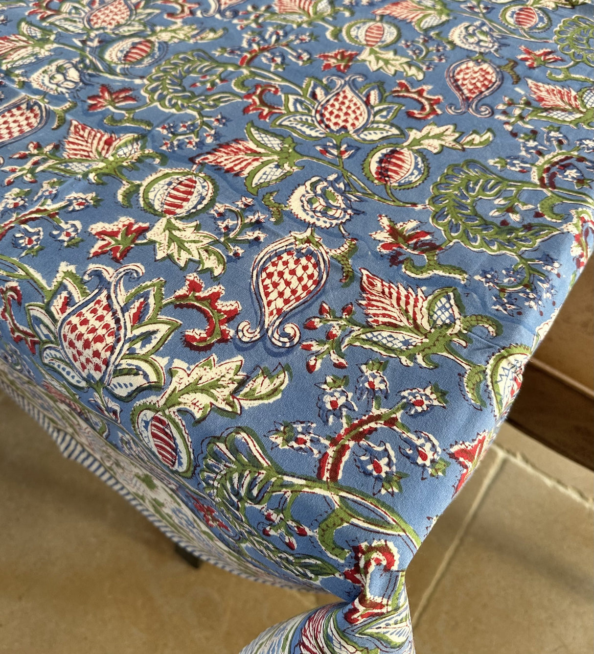 CHAMKEE Cotton Hand Block Printed Tablecloth