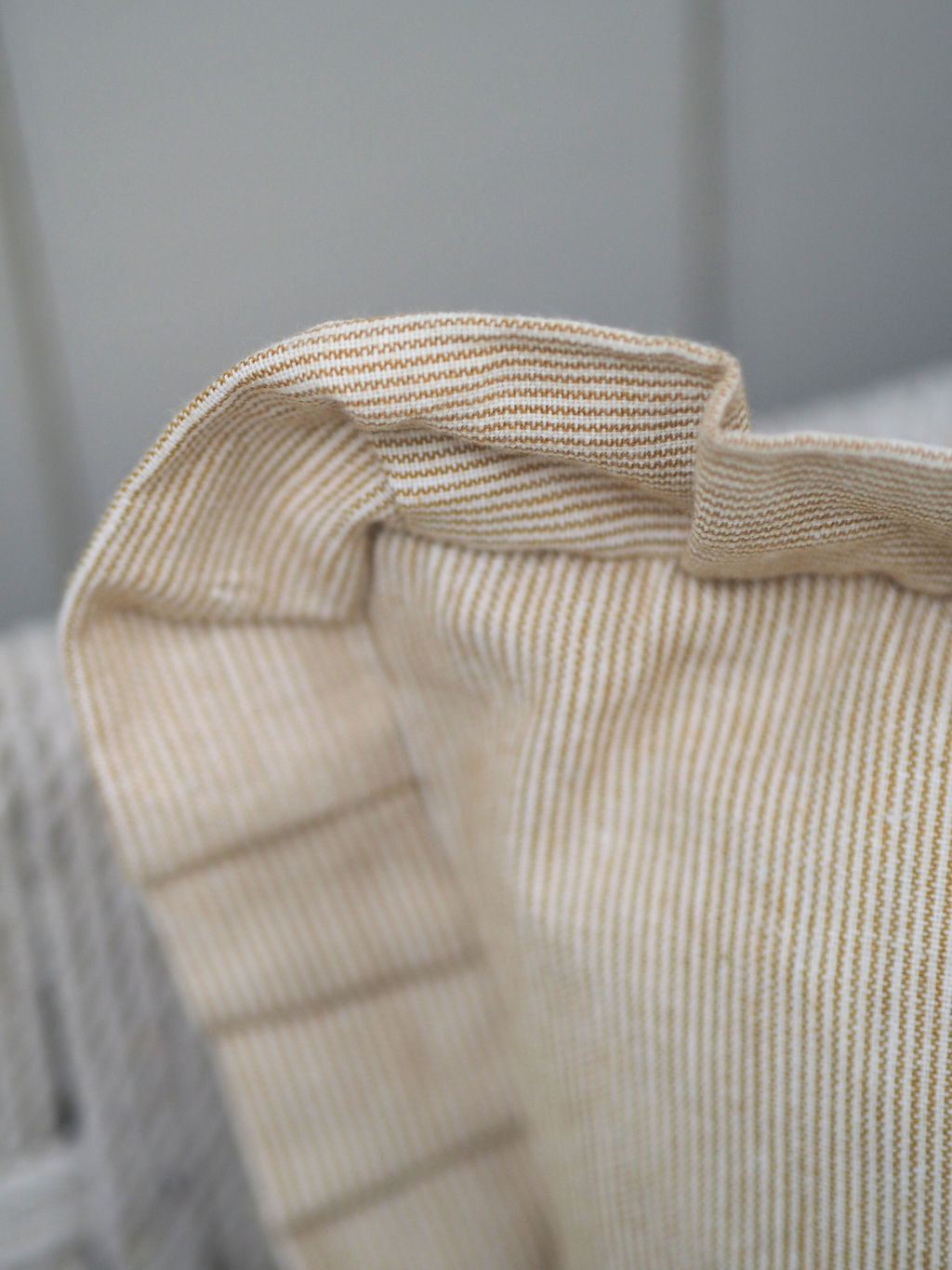 Pinstripe Frill Cushion Golden Yellow