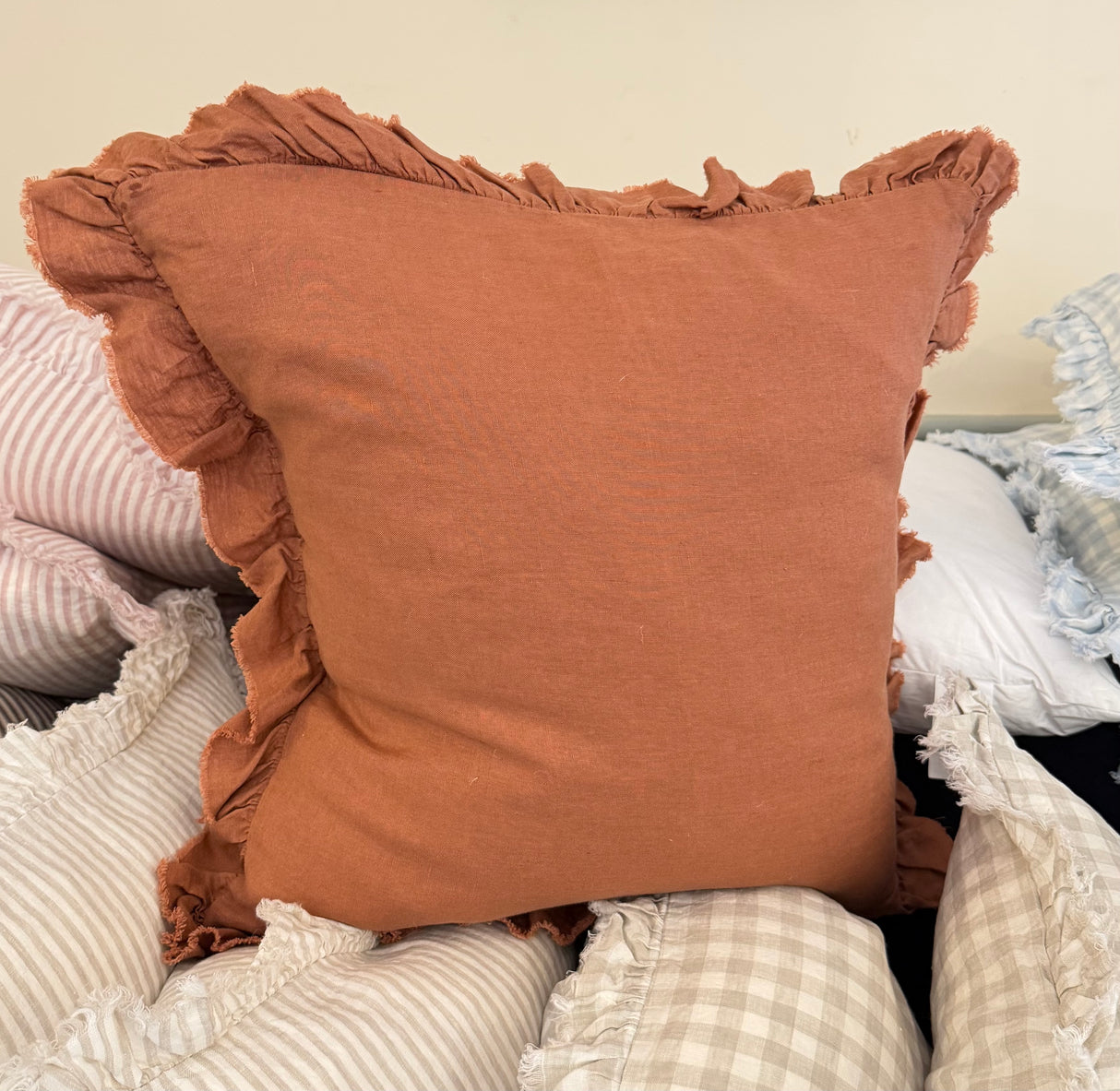 Hallie terracotta Linen Cushion