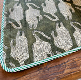 Traditional block print quilted placemat S/6 Tiger Motif