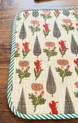 Traditional block print quilted placemat S/6 Tiger Motif